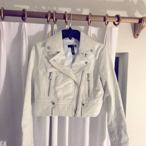 NWT Aqua White Leather Jacket Cropped